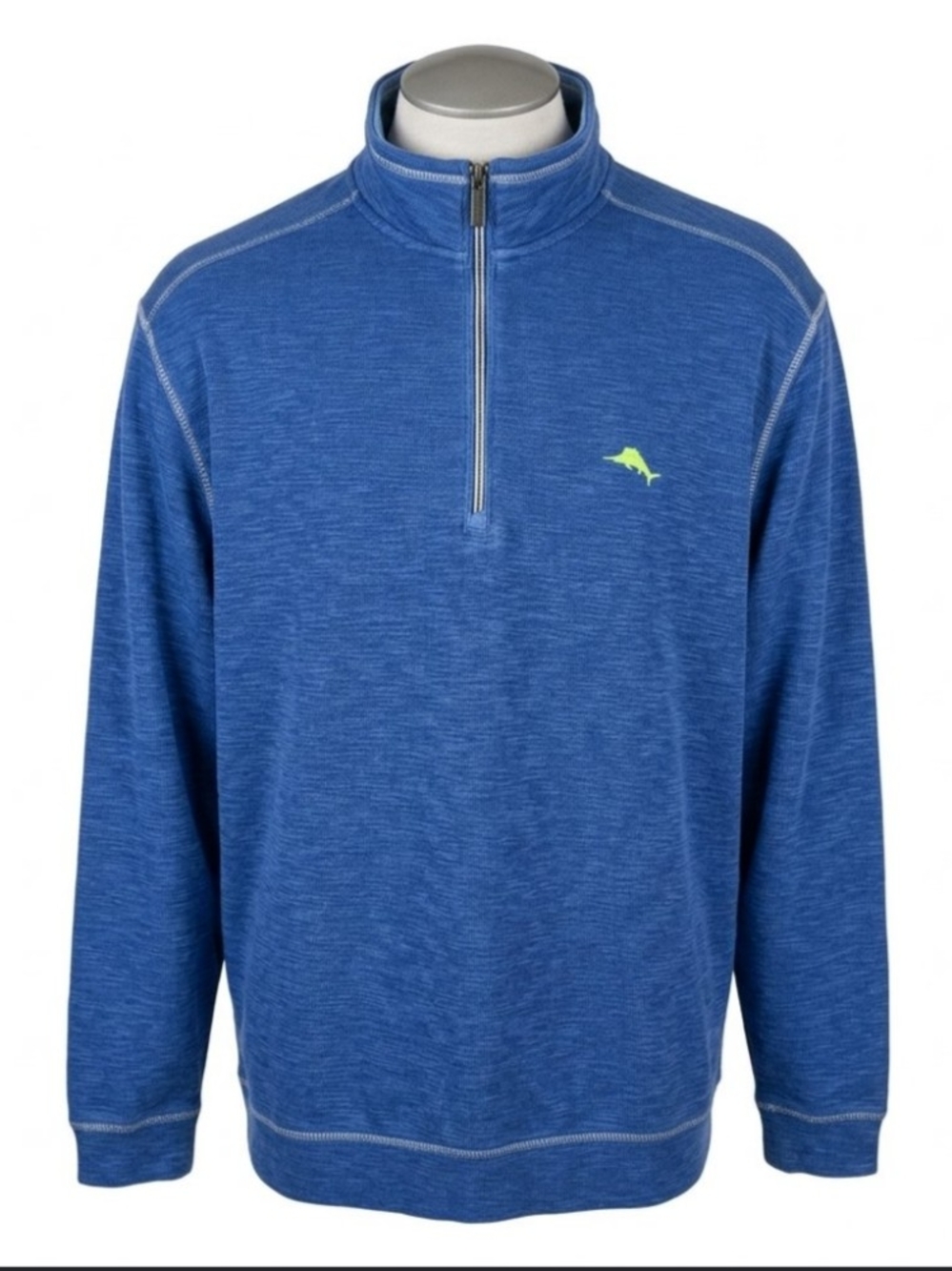 Tommy Bahama Men's 2XLB Tobago Bay Blue Half Zip Slub Sweatshirt 2TGG